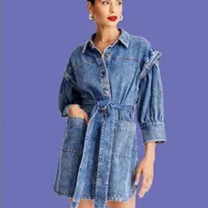 Future Collective Kahlana Barfield Brown Denim Dress